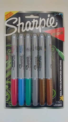 Marcadores metálicos surtidos de punta fina Sharpie x 6 (Nuevo)